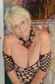 Curvy British granny Sparkle in sexy body stocking