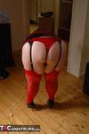 Chris 44G. Red Waspie & Stockings 2 Free Pic 3