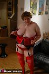 Chris 44G. Red Waspie & Stockings 2 Free Pic 10