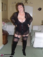 Kinky Carol. See Through Top & Black PVC Thigh Boots Free Pic 1