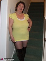 Kinky Carol. Black Boots Yellow Mini Dress Free Pic 1
