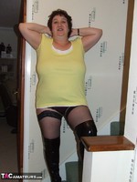 Kinky Carol. Black Boots Yellow Mini Dress Free Pic 2