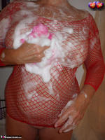 Busty Bliss. Busty Bliss Gets Red Net Body Stocking Soapy & Sudzy Free Pic 9