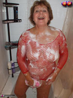 Busty Bliss. Busty Bliss Gets Red Net Body Stocking Soapy & Sudzy Free Pic 10