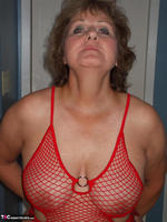 Busty Bliss. Red Fishnet Teddy Free Pic 6