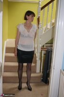 Slut Scot Susan. Dildoing on the stairs in a PVC skirt Free Pic 2