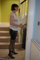 Slut Scot Susan. Dildoing on the stairs in a PVC skirt Free Pic 3
