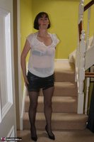 Slut Scot Susan. Dildoing on the stairs in a PVC skirt Free Pic 6