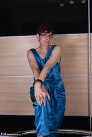 Hot Milf. Blue Satin Jumpsuit Pt1 Free Pic 5