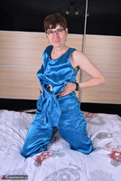 Hot Milf. Blue Satin Jumpsuit Pt1 Free Pic 10