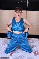 Hot Milf. Blue Satin Jumpsuit Pt1 Free Pic 11