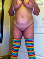 Busty Bliss. Rainbow Striped Stockings Free Pic 5