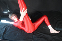 Hot Milf. Shiny Red Catuit Free Pic 3