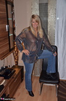 Sweet Susi. Nylon Sheer Blouse, Jeans & Boots Free Pic 2