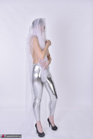 Hot Milf. Shiny Silver Leggings Free Pic 7
