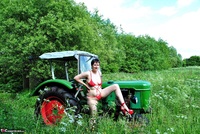 Hot Milf. Red Lingerie On The Tractor Pt1 Free Pic 6