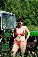 Hot Milf. Red Lingerie On The Tractor Pt1 Free Pic 14