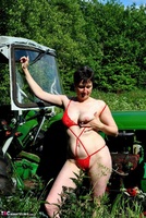 Hot Milf. Red Lingerie On The Tractor Pt1 Free Pic 19
