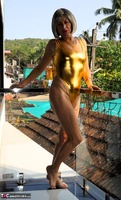 Diana Ananta. Golden Swimsuit On The Balcony Pt1 Free Pic 9