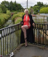 Barby Slut. Red Dress & Black Coat Flashing Free Pic 5