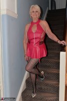 Sparkle. GILF Sparkle in a hot red leather dress Free Pic 1
