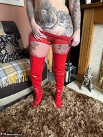 Inked MILF. PVC Zipped Dress, Thigh Boots and Thong 2 Free Pic 5