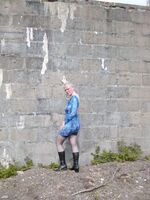 Tiffany Pearl. Blue Dress Flashing Free Pic 2