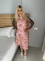 Inked MILF. Pink Knickers wirh bra and pussy spread Free Pic 1