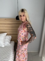 Inked MILF. Pink Knickers wirh bra and pussy spread Free Pic 2