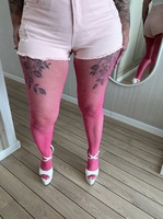 Inked MILF. Hot Pink Shorts and Stockings Free Pic 3
