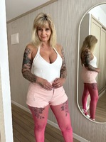 Inked MILF. Hot Pink Shorts and Stockings Free Pic 5