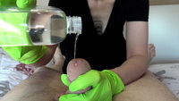 Hot Milf. Green Rubber Gloves Covered In Cum Free Pic 5