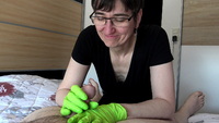 Hot Milf. Green Rubber Gloves Covered In Cum Free Pic 10