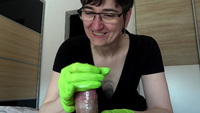 Hot Milf. Green Rubber Gloves Covered In Cum Free Pic 15