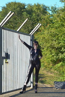 Hot Milf. Catsuit By The Gate Free Pic 5