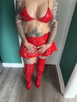 Inked MILF. Red Hot PVC Boots and Baby Oil Free Pic 5
