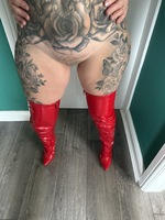 Inked MILF. Red Hot PVC Boots and Baby Oil Free Pic 14