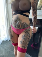 Inked MILF. Hot Pink Mini Skirt and See Through Top Free Pic 9