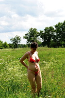 Hot Milf. Red Lingerie Outdoors Free Pic 6