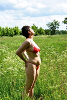 Hot Milf. Red Lingerie Outdoors Free Pic 7