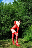 Hot Milf. Red Lingerie Exhibitionist Free Pic 6