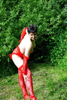 Hot Milf. Red Lingerie Exhibitionist Free Pic 15