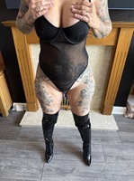 Inked MILF. Black PVC Boots and Basque Free Pic 7