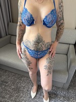 Inked MILF. Sexy in Blue Free Pic 12