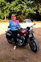 Sparkle. Leather GILF on a motorbike Free Pic 5