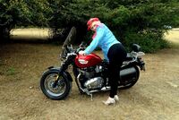 Sparkle. Leather GILF on a motorbike Free Pic 10