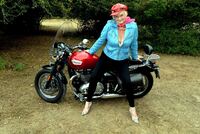 Sparkle. Leather GILF on a motorbike Free Pic 12