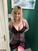 Inked MILF. See thru dress with sexy floral lingerie Free Pic 3