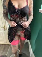 Inked MILF. See thru dress with sexy floral lingerie Free Pic 6