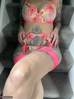 Inked MILF. See thru dress with sexy floral lingerie Free Pic 9